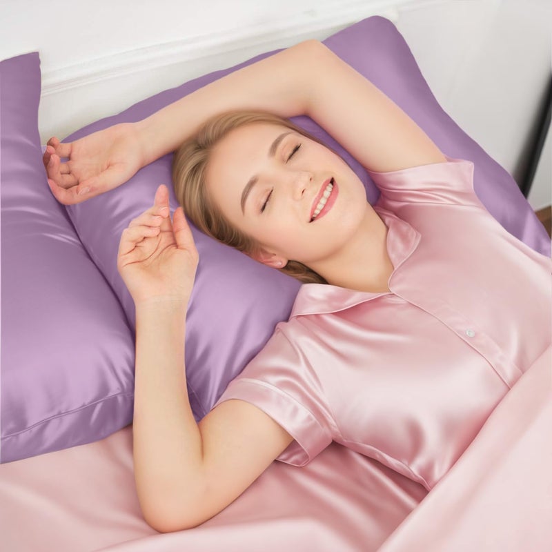 INSSL Silk Pillowcase for Women, Mulberry Silk Pillowcase for Hair and Skin and Stay Comfortable and Breathable During Sleep. (Purple, 20"Ã—36") - Image 3